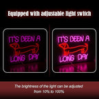 Dimmable Dog Neon Sign Pink It’s Been A Long Day Neon Light for Wall Decor Red Cute Dachshund LED Light Up Sign with USB for Bedroom Pet Shop Dog Theme Party Decor Gift for Dog Lovers (16.5*12.6In）