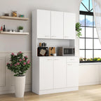 70.87" Tall Kitchen Pantry Storage Cabinet, Freestanding Wood Hutch with 6 Doors, 1 Drawer, with Countertop,Microwave Stand & Food Cupboard, Coffee Bar Organizer for Dining Room,White