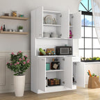 70.87" Tall Kitchen Pantry Storage Cabinet, Freestanding Wood Hutch with 6 Doors, 1 Drawer, with Countertop,Microwave Stand & Food Cupboard, Coffee Bar Organizer for Dining Room,White