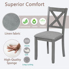 Ball & Cast Wood Frame Dining Chairs Set of 4, Modern Linen Upholstered Kitchen-Chairs with Padded Seat, 330lb Heavy Duty X-Backrest Side Chair for Dining Living Room, Easy Assembly, Gray