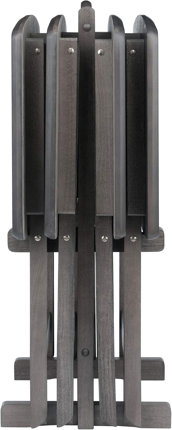 WINSOME Dorian Oversized Snack Table Set, Oyster Gray (Brown Base) (replace color may vary)., 23.62 x 15.75 x 25.51, 5pc