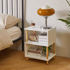 Aibiju White Night Stand with Open Storage Shelf, Wood Nightstand S Shape, Bed Side Table 3 Tier 20 inch high, End Table White/Natural Wood YD-TM152W