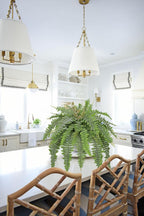 Hollyone Artificial Fern Plants in White Pot 25.5" Medium Artificial Boston Fern 31 Leaves for Outdoors & Indoor Faux Potted Plants Fake Ferns Bush Plant Patio Garden Farmhouse Porch Decor Dusty Green