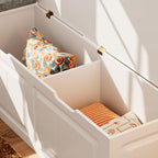 L-Shaped Corner Storage Bench with Cushion, Kitchen Breakfast Nook Entryway Bench with Hidden Space and Shoe Storage, Corner Banquette Benches for Dining Room, Living Room, White & Grey