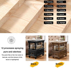 Narrow End Table with Drawer and Storage Shelf Solid Wood Slim Rectangular Sofa Side Table Nightstand for Living Room Interior ﻿ Multi Scenario Use(Black)