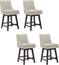 CHITA 26.8" Modern Swivel Counter Barstools, Creamy Grey Faux Leather, Set of 4
