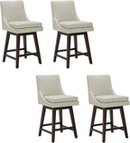 CHITA 26.8" Modern Swivel Counter Barstools, Creamy Grey Faux Leather, Set of 4