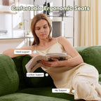 SoarFlash 81” Sectional Cloud Sofa Couches for Living Room-2 Seater L-Shaped Modern Lounge Couch-No Assembly Modular Corduroy Convertible Sponge Sleeper Sofas with Chaise for Home House,Green