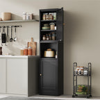 YAUWOH 2-Door Metal Storage Cabinet, Tall Slim Pantry Organizer with 3 Adjustable Shelves (120LBS/Shelf), Anti-Tipping Waterproof Cabinet for Bathroom/Kitchen/Home Office/Small Spaces, (1PC,Black)