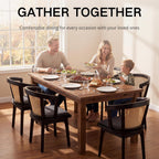 CIMOTA Set of 4 Black Rattan Wood Dining Chairs Mid-Century Modern Upholstered Dining Room Chairs Barrel Cane Back Accent Side Chair for Kitchen/Cafe/Bistro, Linen Charcoal