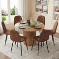 Table and Chairs Set of 6, Round Dining Room Sets for 6, 42 Inch Storage Table with 6 Chairs for Living Room, Kitchen, Farmhouse, Office