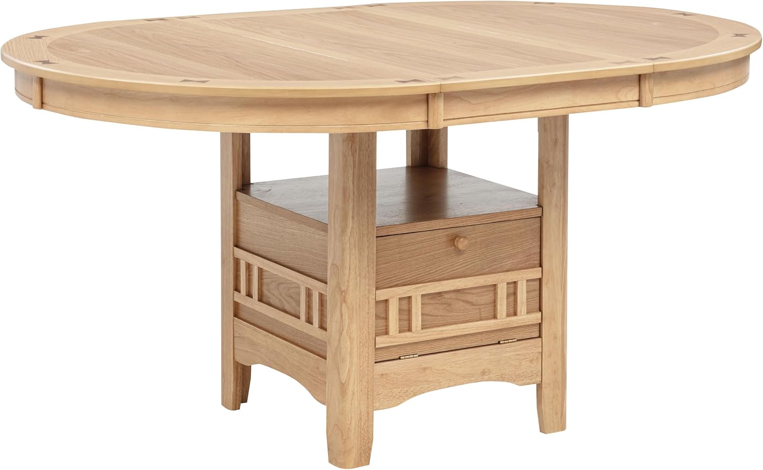 Coaster Home Furnishings - LAVON - Wood - Oval Extendable Dining Table with 18-Inch Extension Leaf, Storage Shelf & Closed Storage - Kitchen & Dining Room - 60-Inch - Light Oak - 106620