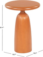 SAFAVIEH Couture Collection - Oskar Brown Concrete Accent Table, Round Modern Side Table, Sculptural Ribbed Design (SFV2604A)