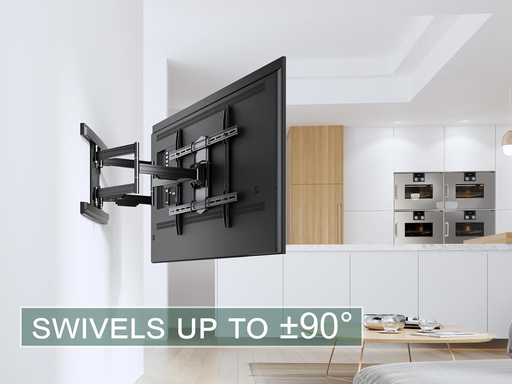 ynVISION.DESIGN Heavy Duty Full Motion TV Wall Mount for 65-100" TVs, XXL | Extends up to 31.5in, tilt swivel leveling, max VESA 800x600, fits flat, LED, LCD, OLED, 4K TVs, Max 154 LBS