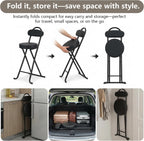 Folding Stool,24 Inch Portable Folding Bar Stool Chair with Backrest,Foldable Collapsible High Stools with Handle for Adults Kitchen Island,Black,1Pcs