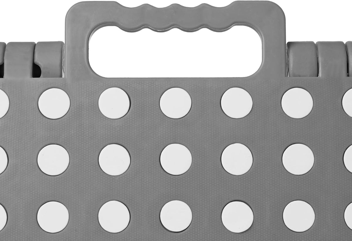 Casafield 16" Folding Step Stool with Handle (Set of 2), Gray - Portable Collapsible Small Plastic Foot Stool for Adults - Use in the Kitchen, Bathroom and Bedroom