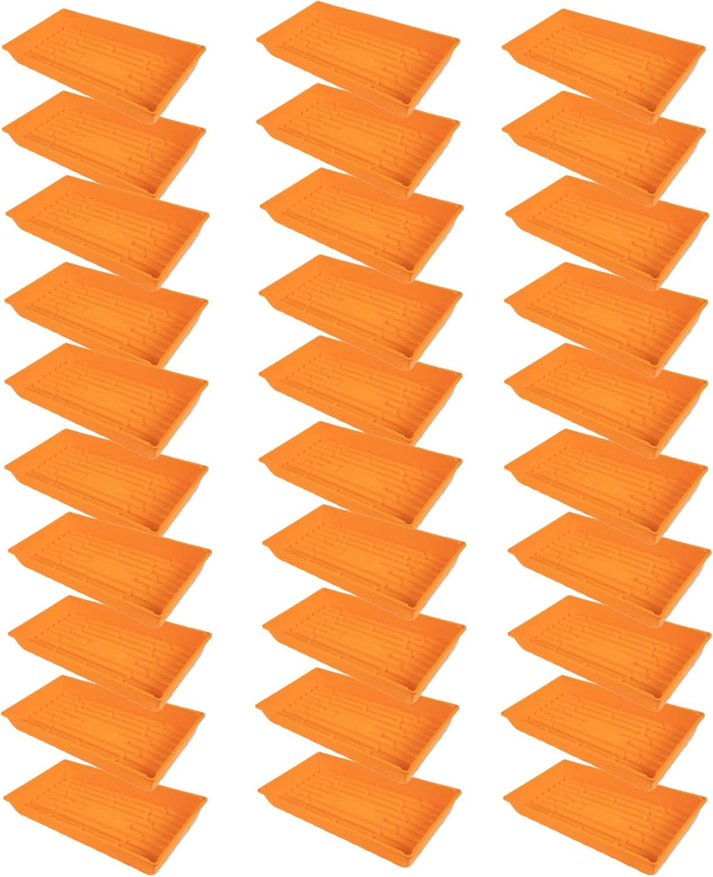SUNPACK 10" x 20" Mega Plastic Seed Starting Tray, Orange, 2.5" (Pack of 30) - No Drainage Holes, Ideal for Greenhouses or Indoor Gardening - Made of Thick, Strong Plastic