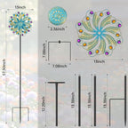 Metal Wind Spinners Outdoor, Golden Kinetic Wind Sculpture Garden Pinwheels with Metal Stake, Yard Art Decor for Patio, Lawn & Garden, Creative Gifts 57.5 * 13 Inch