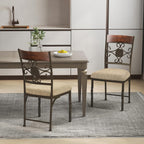 GOFLAME Dining Chairs Set of 2, Upholstered Kitchen Chairs with Padded Seat & Ergonomic Backrest, Farmhouse Armless Side Chairs with Metal Frame for Dining Room, Restaurant, Brown