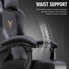 GTPLAYER Gaming Chair, Office Chair High Back Computer Chair with Foot Rest for Adults, Leather Desk Chair Executive Ergonomic Height Adjustable with Headrest and Lumbar Support, 300lbs Black