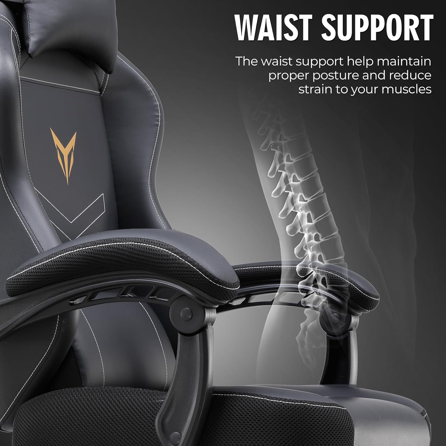 GTPLAYER Gaming Chair, Office Chair High Back Computer Chair with Foot Rest for Adults, Leather Desk Chair Executive Ergonomic Height Adjustable with Headrest and Lumbar Support, 300lbs Black
