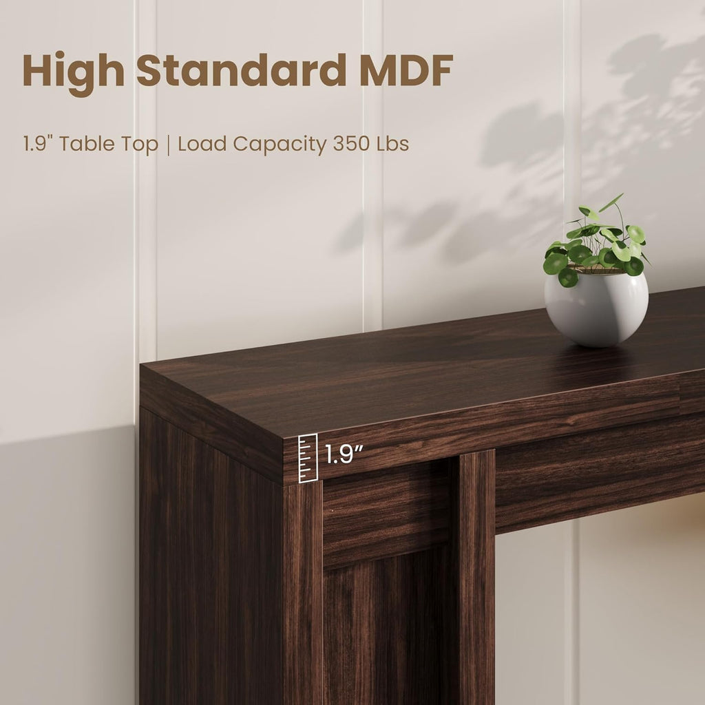 Garvee 70.9-Inch Entryway Table, Wooden Farmhouse Console Table, Thick Sofa Table Behind Couch Table, Long Console Tables for Entryway Living Room, Walnut