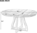 LUMISOL Extendable Round Dining Table for 4-6 People, Farmhouse Kitchen Table with 16” Middle Leaf and Curved Table Legs for Kitchen, Dining Room, Apartment, Natural Wood Wash