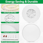 20 Inch Led Ceiling Light, 46W 4600lm Ceiling Light Fixture with 3 Color Temperatures 3000k/4000k/6500K, Ultra-Slim Surface Mounted Lighting Fixture for Kitchen Bedroom Dining