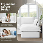 Modular Sectional Sofa Couch for Living Room Bedroom, Loveseat with 1 Ottoman, White