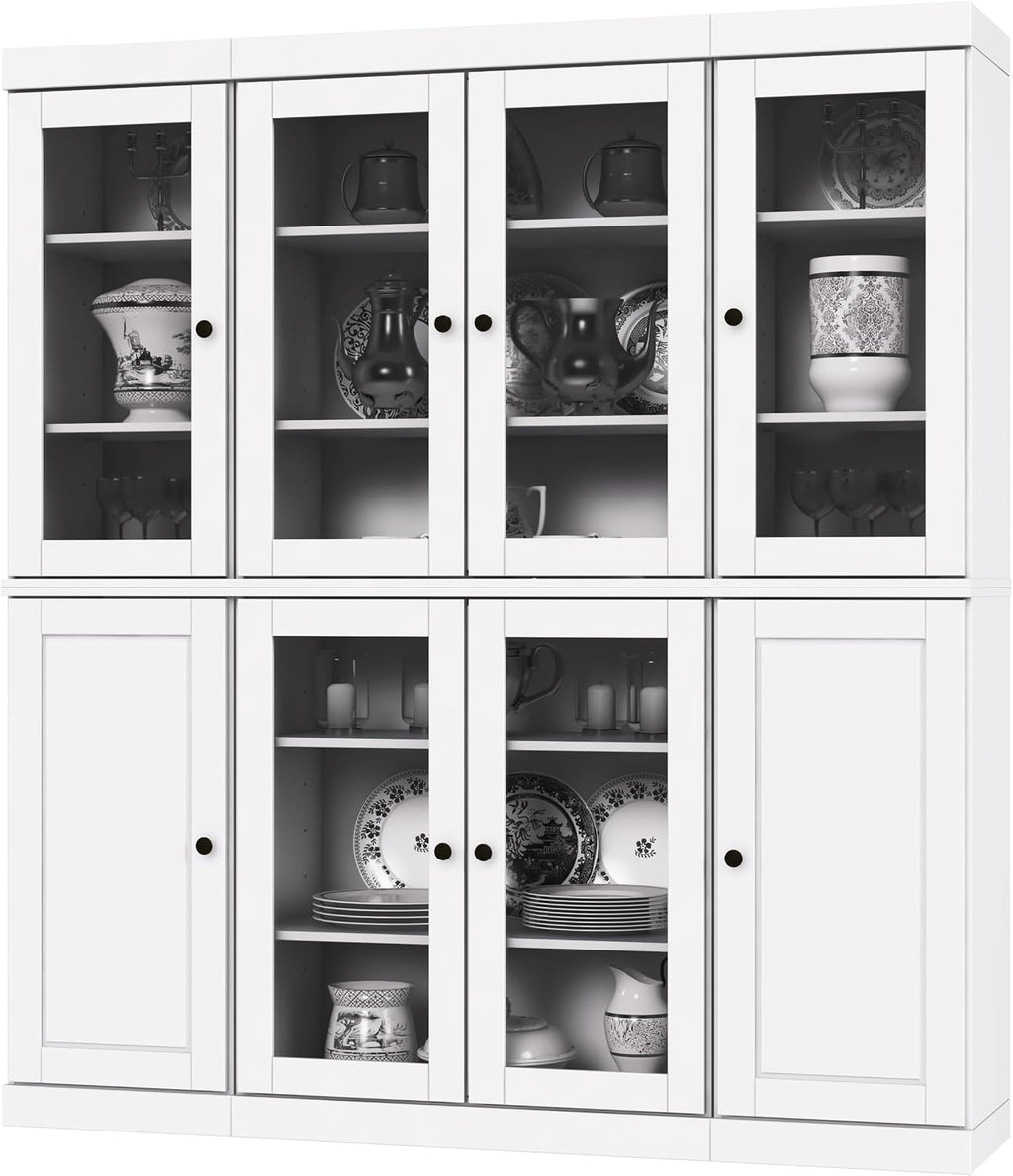 Palace Imports 100% Solid Wood Kitchen Pantry, White, 65" w x 71.5" h x 15.5" d, Renewable Eco-Friendly Wood, Made in Brazil