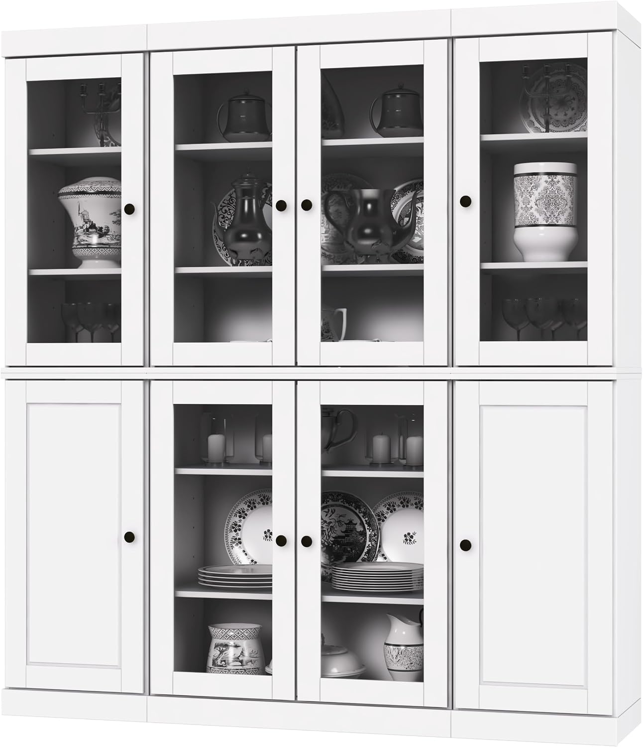 Palace Imports 100% Solid Wood Kitchen Pantry, White, 65" w x 71.5" h x 15.5" d, Renewable Eco-Friendly Wood, Made in Brazil