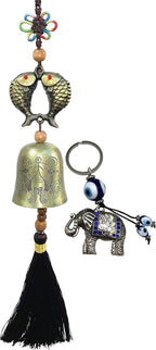 Betterdecor Traditional Lucky Feng Shui Wind Chime Bell Hanging Ornament Decoration for Protection Success Peace and Wealth (Double Carps)