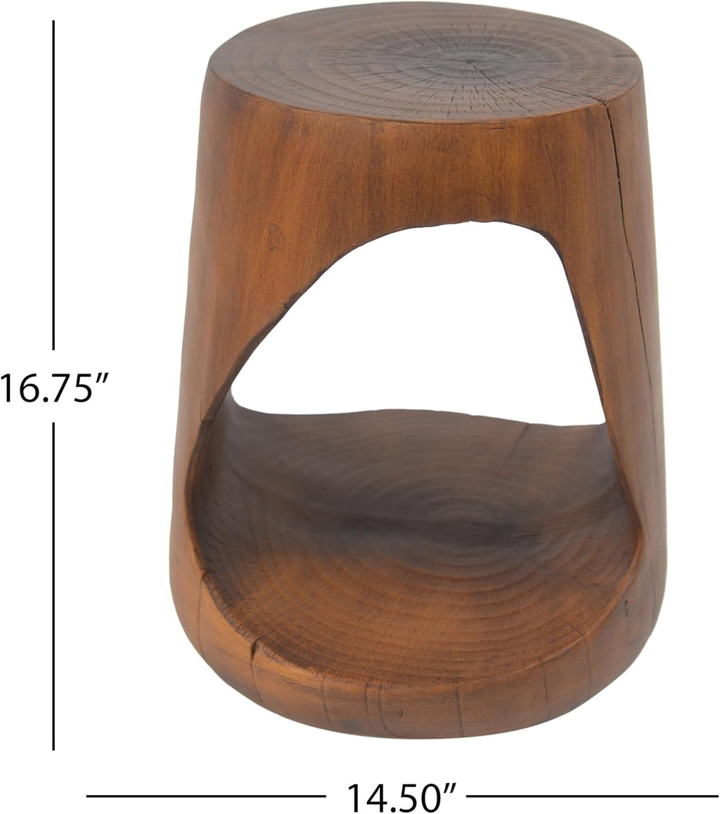 Merax Hollow MGO Accent Side Table, Unique Modern End Table with Wide Pedestal & Tabletop, Small Drink Tables for Living Room, Bedroom Night Stand Bedside Table, No Assembly Required, Brown