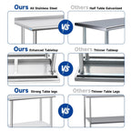 KUARBARR Stainless Steel Table with Wheels Commercial Stainless Kitchen Prep Table, Metal Table for Restaurant Garage Hotel, 24 x 18 Inch