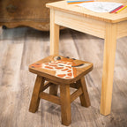 OMA Giraffe Design Wooden Stool End Table – Hand Crafted Animal Stool for Safari Theme Decorative Accent, Garden and Gift