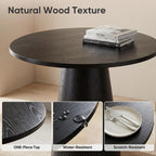 Round Dining Table Wood for 2-4, Modern Farmhouse Kitchen Table | 35'' Small Circle Dining Tables with Pedastal for Kitchen Living Room (Black)