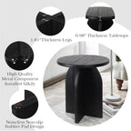 Oakrain End Table with Pedestal, Wood Side Table Bedside Sofa Couch, Modern Nightstand for Bedroom, Small Round Coffee Table for Living Room Office Balcony, Black