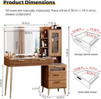 Arulvmrn Vanity Desk with 29.53" HD Lighted Mirror, 47.24" Big Modern Vanity Desk with Mirror and Lights, Makeup Vanity with 5 Drawers and Storage Shelves and Charging Station,B0F7QPHWWM