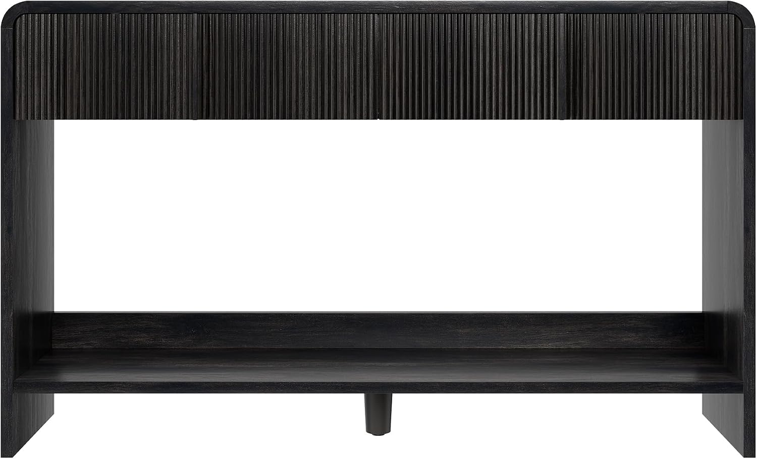 AMERLIFE 45" Fluted Entryway Console Table with 2 Drawers and Open Shelf | Modern Entryway Table with Rounded Edges, Wood Sofa Table for Hallway, Foyer, Behind Couch, Living Room, Black