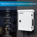 Outdoor Electrical Box with Thermostat and Fan, Cold-Rolled Steel Plate, Aluminum Alloy Back Beam, One-Piece Ventilation Design, IP65 Waterproof, Wall/Pole Mounted. (17.8" x 14" x 7.9")