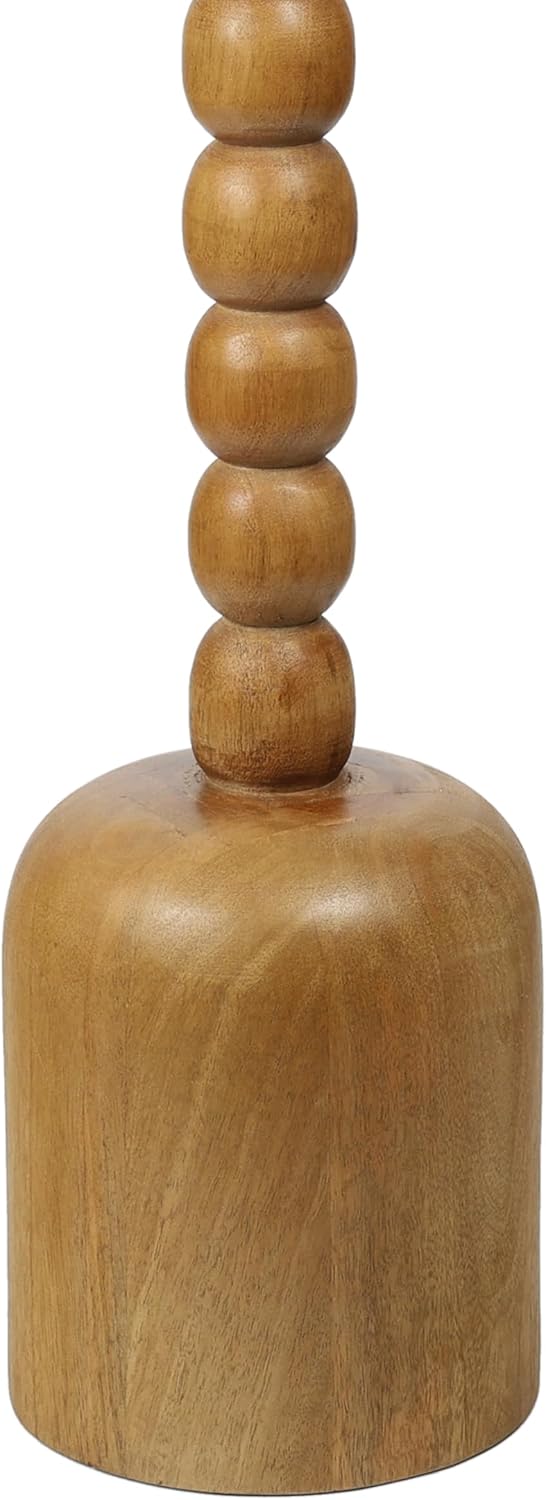 JONATHAN Y Turner Natural Mango Wood Round Drink Table, 24.5" Tall Pedestal Accent Martini Table with Bobbin Spool Leg for Small Spaces, Living Room and Bedroom, White & Natural END3002A