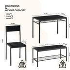 VECELO Kitchen Dining Room Table with 2 Chairs & Bench, Compact Space-Saving Design, Easy Assembly Steel Frame, Perfect for Small Apartments & Breakfast Nooks，Industrial