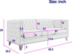 mikibama 80.5" Velvet 3 Seater Sofa Couch for Living Room,Button Tufted 3-Seat Couches with Nailhead Trims,Modern Upholstered Sofas with Golden Metal Legs for Bedrooom,Office