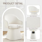 KISLOT Swivel Dining Chairs Set of 2, Upholstered Modern Barrel Dining Chairs with 360° Swivel Base, Chenille Velvet Fabric Accent Kitchen Chairs with Arms, Padded Dining Room Chairs, Cream