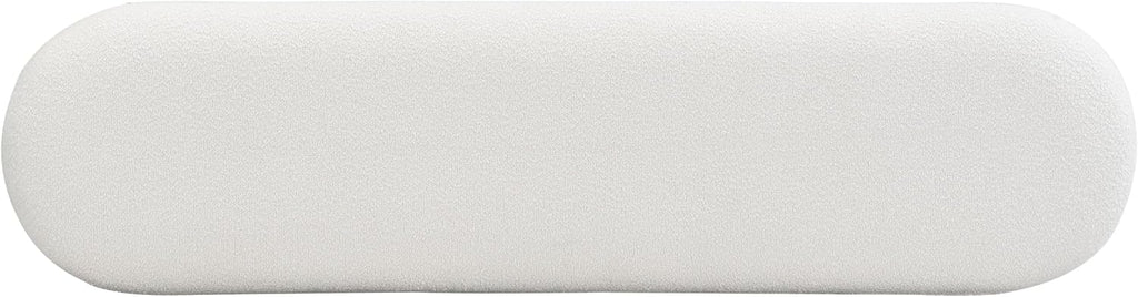 Christopher Knight Home Manila 64" Oval Dining Bench, Boucle Ottoman Bench, Large Dining Chair, Entryway Bench, Comfort Long Footstool for Living Room Dining Room, No Assembly Needed, Beige