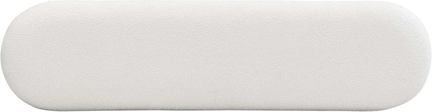 Christopher Knight Home Manila 64" Oval Dining Bench, Boucle Ottoman Bench, Large Dining Chair, Entryway Bench, Comfort Long Footstool for Living Room Dining Room, No Assembly Needed, Beige