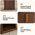 78.7" Long Rectangle Dining Table with Fluted Storage Legs for 6/8/10, Farmhouse Dinner Tables with Large Tabletop, Storage Shelves and Sliding Tambour Doors for Dining Room, Kitchen, Living Room