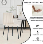 5 Piece Circle Dining Table Set for 6, 47 Inch Wood Dining Table & Cream Velvet Upholstered Chairs with Sturdy Black Metal Legs, Round Kitchen Table Set for Kitchen Dining Room, Living Room