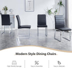 Modern Leather Dining Chairs, Set of 6 | Upholstered Padded Seats with Sturdy Metal Legs, Armless Kitchen & Dining Room Furniture for Home (Black, Set of 6)