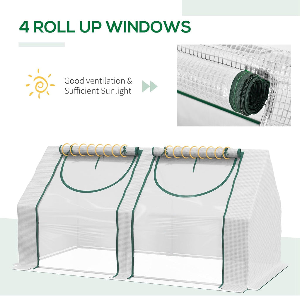Outsunny 6' x 3' x 3' Portable Greenhouse, Garden Green House with 2 PE/Plastic Covers, Steel Frame and 2 Roll Up Windows, Clear